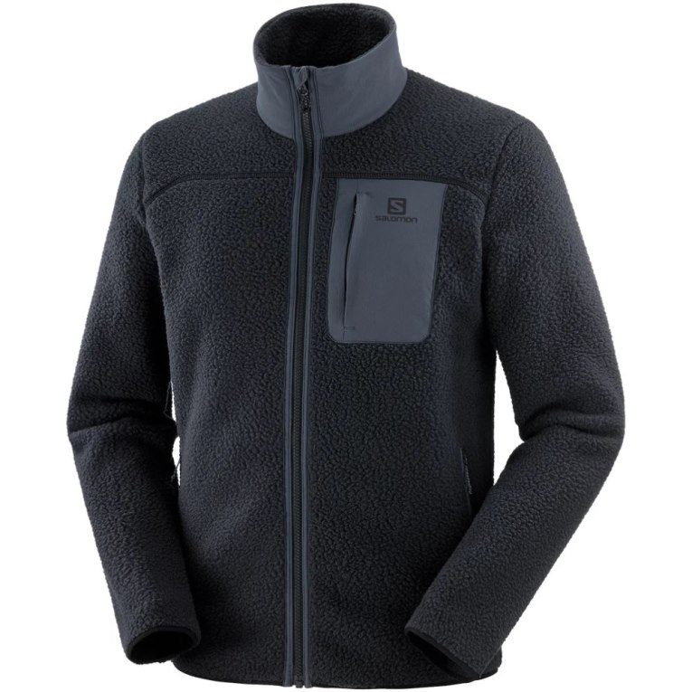 Black Salomon Outline Warm Teddy Full Zip Men's Jackets | IE AE8423